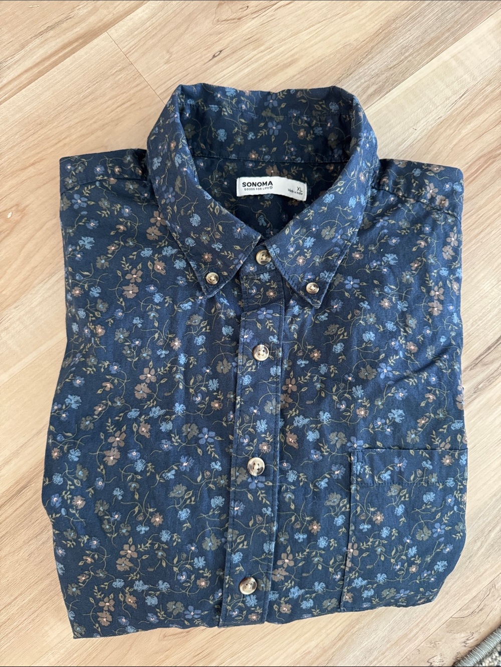 SONOMA Navy Floral Button-Down Shirt